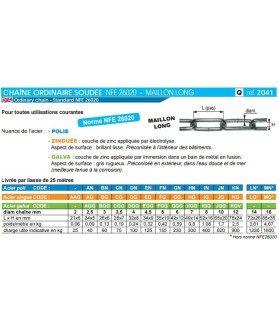 Chaîne ordinaire soudée maillong long