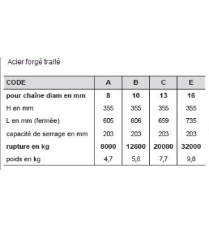 Tendeur arrimage à cliquet pour chaîne 