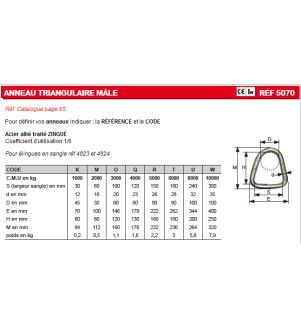 Anneau triangulaire mâle