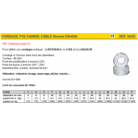  Cordage polyamide câblé CE norme EN696