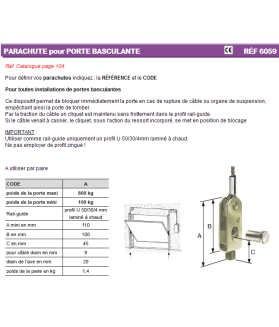 Parachute pour porte basculante