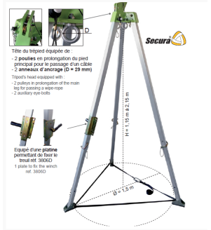 Tripode de sécurité  aluminium EN795 