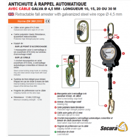 Stop chûte à enrouleur à câble