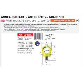 Anneau d'ancrage antichute EN795 1 personne 