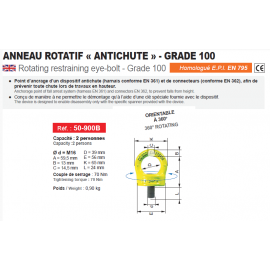 Anneau d'ancrage antichute EN795 2 personnes