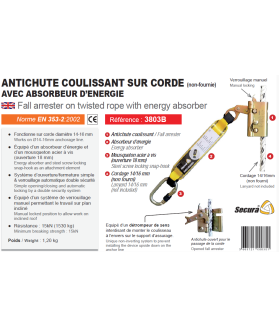 Antichute coulissant sur corde (non fournie) 