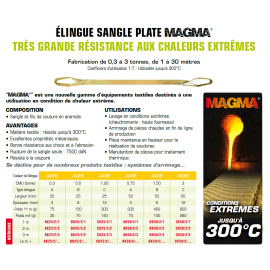 Élingue plate MAGMA conditions extrêmes jusqu'à 300°  de 0.3 à 3 tonnes