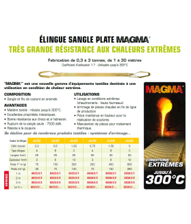 Élingue plate MAGMA conditions extrêmes jusqu'à 300°  de 0.3 à 3 tonnes