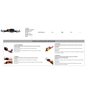 Sangle d'arrimage 25mm 3m à enroulement atomatique