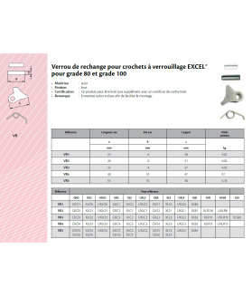 Linguet de rechange pour crochets "Import" à verrouillage automatique