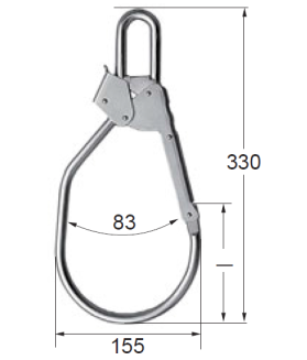 Crochet  mousqueton acier à grande ouverture 83 mm EN362