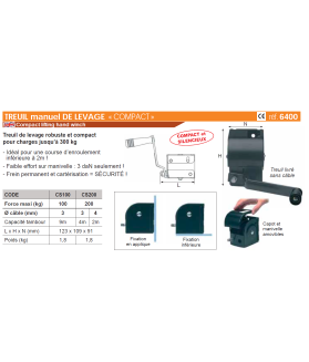 Treuil manuel de levage compact 100 et 200kg