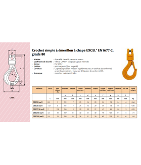 Crochet  à touret à chape EXCEL CMU de 0.8 à 5.4 tonnes