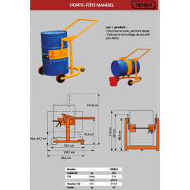 Manutention des fûts 210 litres  basculant