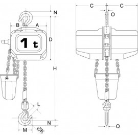 Palan électrique ELEPHANT FAH à chaîne 500kg à 3 tonnes 400V tri