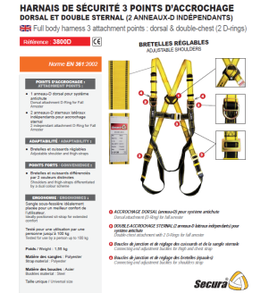 Harnais de sécurité 2 points 3800D EN361