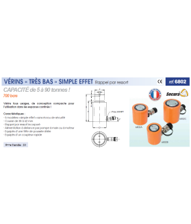 Vérin simple effet 700 bars Secura5 à 90tonnes