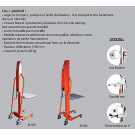 Gerbeur manuel positionneur de travail capacité 100 et 200kg