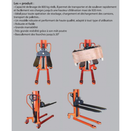 Gerbeur manuel basculeur capacité 800kg