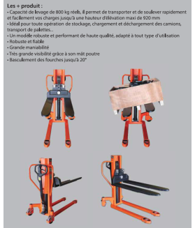 Gerbeur manuel basculeur capacité 800kg