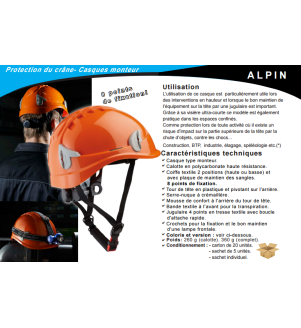 Casque Alpin pour travaux en hauteur EN397