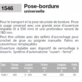 Pince pour pose éléments à faces parallèles EICHINGER CMU500kg 