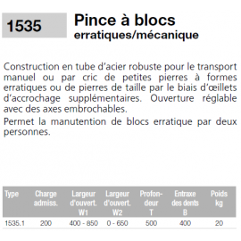 Pince pour blocs erratiques ou irréguliers CMU 200kg