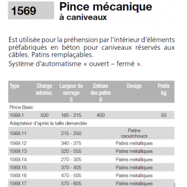 Pince mécanique EICHINGER pour caniveaux béton CMU 500kg