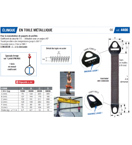 Elingue plate en toile métallique