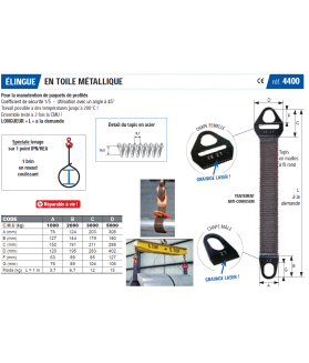 Elingue plate en toile métallique