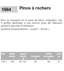 Pinces pour pierres irrégulières EICHINGER 1 tonne