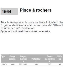 Pinces pour pierres irrégulières EICHINGER 1 tonne