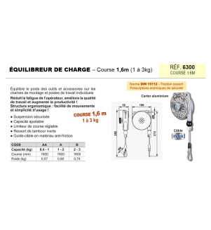 Equilibreur de charge course 1.6 m capacité 0.4 à 3 kgs