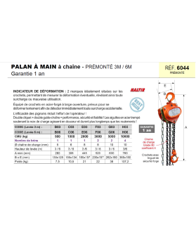 Palan à main à chaîne HALTIR usage courant