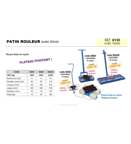 Patin rouleur avec timon de 4 à 24 tonnes