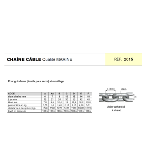 Chaîne câble qualité marine