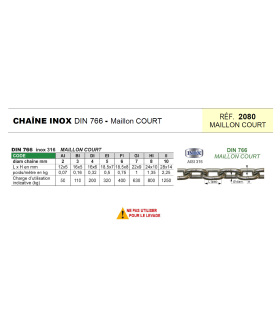 Chaîne INOX 316 Norme DIN 766