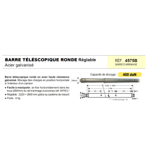 Barre télescopique ronde réglable