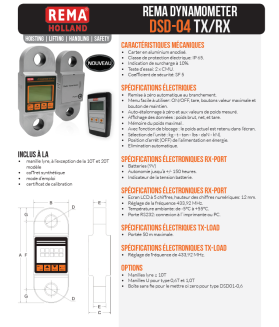 Dynamomètre REMA TX/RX lecture déportée de 5 à 50 tonnes