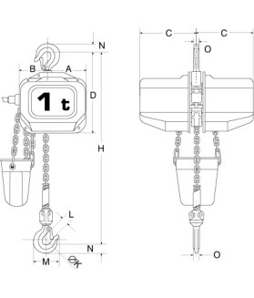 Palan électrique ELEPHANT FAH à chaîne 500kg à 3 tonnes 400V tri