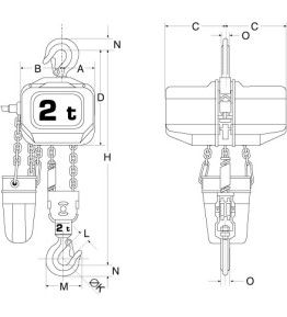 Palan électrique ELEPHANT FAH à chaîne 500kg à 3 tonnes 400V tri