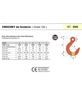 Crochet de fonderie grade 100