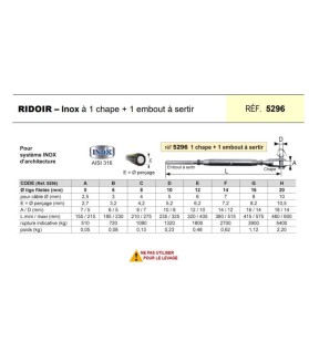 Ridoir à chape INOX + 1 embout à sertir