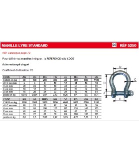 Manille lyre Standard Zinguée