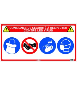 Panneau "4 en 1" spécial consignes de sécurité virus