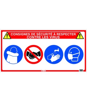 Panneau "4 en 1" spécial consignes de sécurité virus