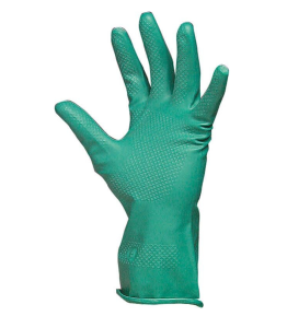 Gants chimiques 100% enduit nitrile floqué 320mm vert 0.38mm