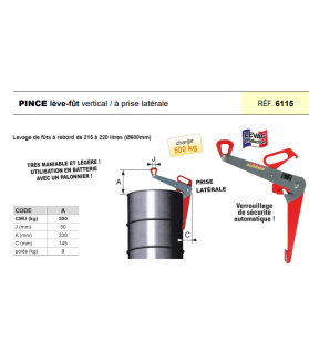 Pince lève-fût vertical à prise latérale