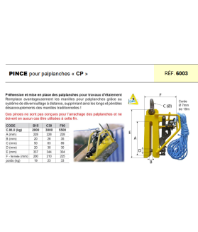 Pince de levage pour palplanche CP