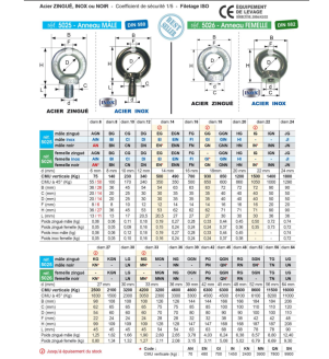 Anneau de levage femelle INOX DIN 582 